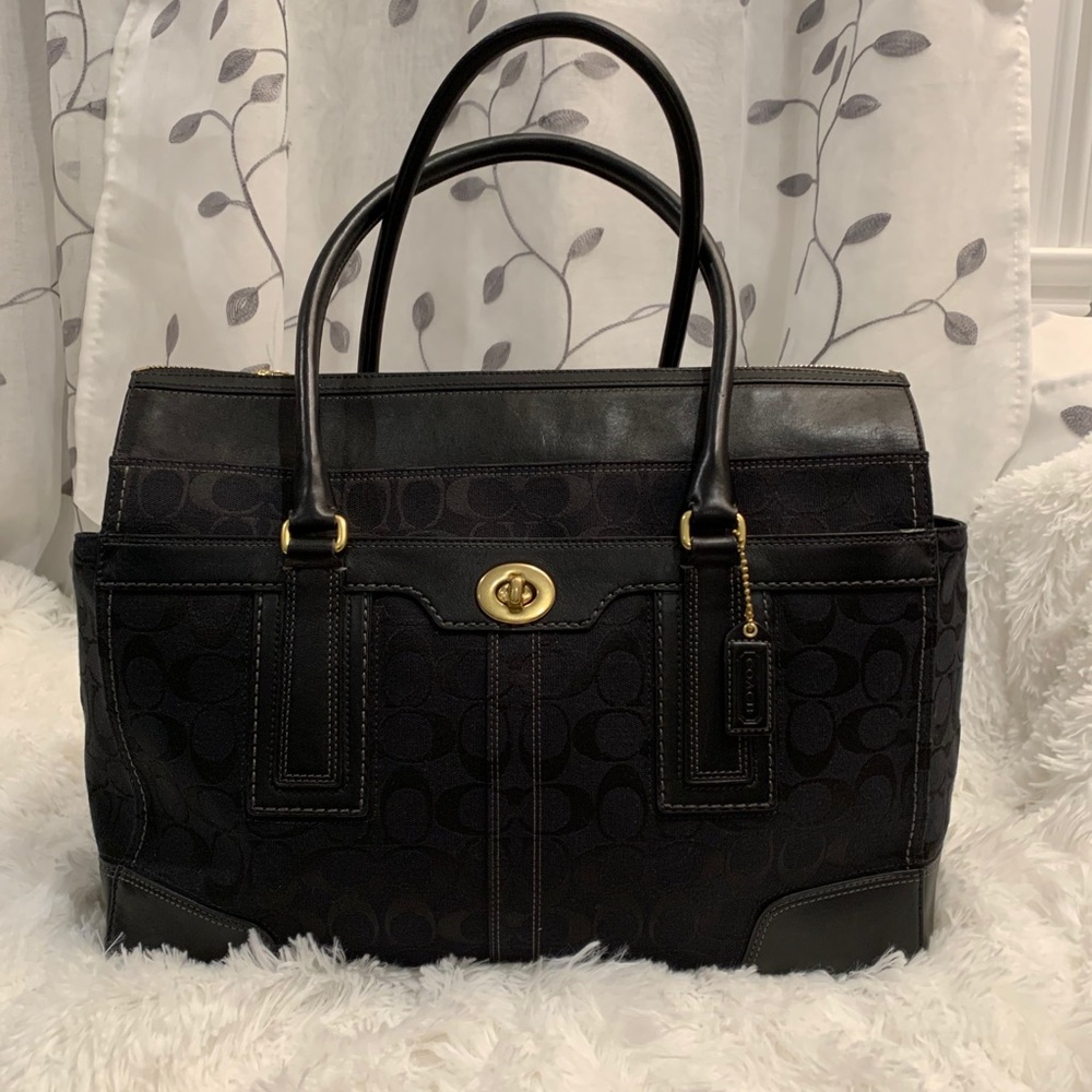 Authentic black Coach C print satchel Bag